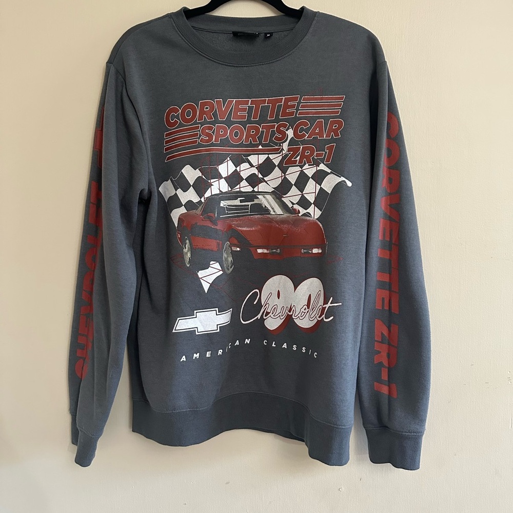 Men's Gray Corvette Long Sleeve Shirt Size Medium